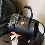 Weiyinxing Women PU Leather Crossbody Bags Vintage Short Handle Commuting Handbags Classic Zip Design Female Single Shoulder Bag