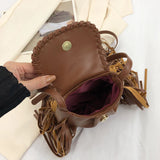 Weiyinxing Tassel Women Crossbody Bag For Women Simple Design Phone Purse Pu Leather Luxury Handbag Mini Bag Flap Messenger Bag Sac