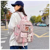 Weiyinxing Backpack Girl Korean Multi Pocket Nylon Cute Book Elementary Teen Casual Junior High School Student Bag For Girls Mochila
