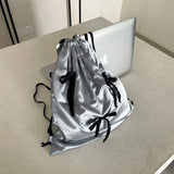 Weiyinxing Silk Drawstring Backpack Strap Design 2024 Winter Korean Fashion Backpacks Lady Big Back Pack