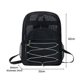 Weiyinxing Fashion Women Transparent Backpacks Mesh Backpack for Boys and Girls Light Weight Rucksack Travel Gym Bags Black Student Bag