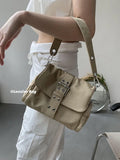 Weiyinxing Vintage Nylon Khaki Shoudler Bag Women Hot Girls Square Underarm Bag Female Harajuku Casual Crossbody Bags Handbag Y2k