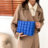Weiyinxing Cotton Square Small Makeup Pouch Winter Quilted Padded Puffer Cosmetic Bag Nylon Puffy Mini Storage Bag Travel Toiletry Bag