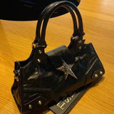 Weiyinxing Korean Gothic Star Girl Black Bag Aesthetic Vintage Fairy Grunge Punk Goth Purse Shoulder Handbags Bucket Tote Bags Women