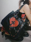 Weiyinxing Y2k Grunge The Tote Bag Women Gothic Cross Pu Leather Chain Large Capacity Handbags Ladies Vintage Black Shoulder Bag