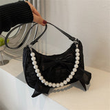 Weiyinxing Pearl Bag 2023 New Fashion Bowknot Crossbody Bag Summer Popular Women's One Shoulder Bag Trendy Printing Soft Fabric