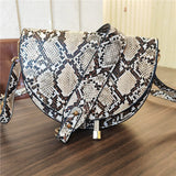 Weiyinxing Snake pattern PU Leather Women Saddle Bag Luxury Shoulder Bags Small Round Handbag lady Crossbody Messenger Bag bolso