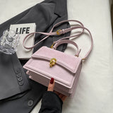 Weiyinxing Short Handle Small Handbags Women Fashion Pink Flap Trapeze Crossbody Bag 2024 New Lady Daily Work Armpit Bag