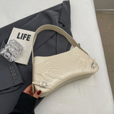 Weiyinxing Style Underarm Bag For Women 2024 New Summer Chic Silver Shoulder Bag Solid Leather Lady Handbag Totes Shopper Purse