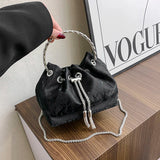 Weiyinxing Handbag Bucket Bag Round Ring Design Hand Bag For Women 2024 New Denim Clutch Fashion Chain Shoulder Crossbody Bag