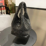 Weiyinxing Crystal Clutch Purse Bucket Shoulder Bag Rhinestone Handmade Purses and Handbags Luxury Designer Evening Clutch Bag Purse