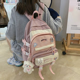 weiyinxing Fashion Kawaii Schoolbag for Teenage Waterproof Nylon Girls Bagpack Women Laptop Backpack Travel Bag Black Bookbag