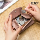 Weiyinxing Leather RFID ID Credit Bank Business Card Holder Cowhide Coin Purse Bags Luxury Clutch Slim Pocket Wallets for Women