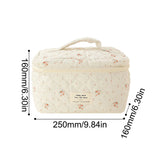 Weiyinxing Women's Aesthetic Makeup Bag Quilted Cotton Toiletry Organizer Ladies Printed Cosmetic Pouch Large Capacity Storage Bag