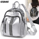 Weiyinxing Casual Korean Travel Women's Bags High-capacity Preppy Y2k Students Schoolbags Simple Soft Leather Sequined Backpacks