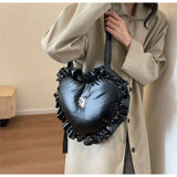 Weiyinxing Sweet Cool Heart Silver Y2k Bag Women High Street Pu Leather Soft Chic Handbag Purse Ladies Retro Casual Bolso Mujer