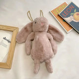 Weiyinxing Ear Rabbit Doll Fashion Imitation Rex Rabbit Fur Bag Plush Backpack Chain Strap Children's Bag Chain Crossbody Bag Knapsack