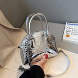 Weiyinxing Silver Shell Evening Clutch Bag Designer Crocodile Pattern Shoulder Bag For Women Party Wedding Handbag Purse Crossbody Bag