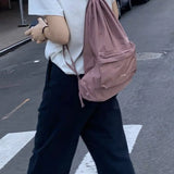 Weiyinxing Korean Nylon Drawstring Backpack Black Pink Carrying Backpacks Causal Students High School Ins Style Women's Bag