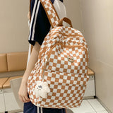 Weiyinxing Female Waterproof Cute Plaid Travel School Bag Girl Laptop College Backpack Women Lattice Backpack Lady Leisure Book Bag