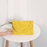 Weiyinxing Husk Weave Dinner Clutch Bag Women's Fashion Simple Solid Straw Large Purse Woman Summer Casual Vacation Ladies Wallet 2024