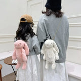 Weiyinxing Ear Rabbit Doll Fashion Imitation Rex Rabbit Fur Bag Plush Backpack Chain Strap Children's Bag Chain Crossbody Bag Knapsack