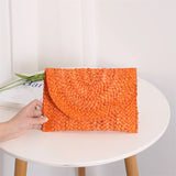 Weiyinxing Husk Weave Dinner Clutch Bag Women's Fashion Simple Solid Straw Large Purse Woman Summer Casual Vacation Ladies Wallet 2024