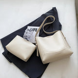 Weiyinxing 2 Pcs/set Shoulder Bags for Women 2024 Retro Fashion Designer Trend PU Leather Small Bucket Crossbody Bag Handbags