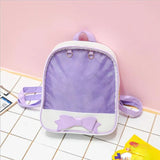 Weiyinxing Contrast Sweet Y2k Bow Backpack Students Casual Kawaii Cute Schoolbags Women Transparent Backpacks Preppy Ita Bag