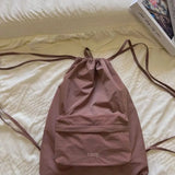 Weiyinxing Korean Nylon Drawstring Backpack Black Pink Carrying Backpacks Causal Students High School Ins Style Women's Bag