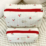 Weiyinxing Cotton Ladies Travel Storage Bag Retro Cherry Women's Cosmetic Bags Cute Design Girls Pencil Case Makeup Bag Handbags