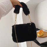 Weiyinxing Fashion Women Plush Tote Handbag Casual Fuzzy Crossbody Bag Versatile Fluffy Shoulder Bag Soft Cute Fall Winter Female Purse