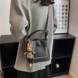 Weiyinxing Simple Small PU Leather Bucket Crossbody Bag for Women 2024 Designer Fashion Lady Luxury Black Shoulder Handbag