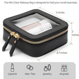 Weiyinxing Clear Makeup Bag Pu Saffiano Vegan Faux Leather Cute Small Visible Window Storage Lipsticks Cosmetics Case for Purse Pouch