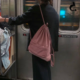 Weiyinxing Korean Nylon Drawstring Backpack Black Pink Carrying Backpacks Causal Students High School Ins Style Women's Bag