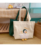 Weiyinxing Fashion Embroidered Canvas Bag 2024 New Summer Soft Cute Duck Pouch Single Shoulder Bag Go To School Shopping Handbags