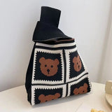 Weiyinxing Knot Wrist Bag Simple Weave Tote Bag Knitted Bag Handbag Shopping Bags Travel Japanese Bucket Student Shopping Handbags