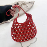 Weiyinxing Design Hollowed Out Small Bags for Women Classic PU Leather Fashion Lady Armpit Bag Advanced Multicolor Chains Handbag