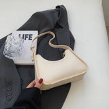 Weiyinxing Retro Solid Color Letter PU Leather Small Underarm Shoulder Side Bags for Women 2024 Simple Purses and Handbags