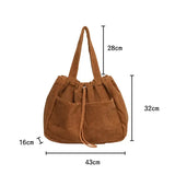 Weiyinxing Casual Totes Teenager Students Corduroy Shoulder Bag Women Large Drawstring Handbag Ladies Shopping Bags