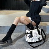 Weiyinxing New Vintage High-capacity Star Canvas Bag Luxury Design Y2k Aesthetic Tote Bags Grunge Harajuku Crossbody Handbags Women