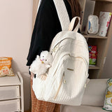 Weiyinxing New Nylon Women Backpack Female Solid Color Travel Bag Preppy Multiple Pockets Schoolbag for Teenage Girl Bookbag