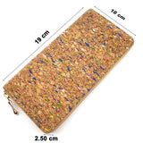 Weiyinxing Tile Pattern Print Natural Cork Wallet 2023 Wooden PU Leather Long Wallets Copper Zipper Card Holder Wholesale