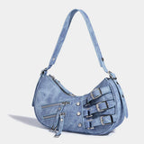 Weiyinxing Women Retro Shoulder Bag Zipper Y2k Handbag Purse Strap Adjustable Satchel Hobo Bag Vintage Armpit Bag Aesthetic Purse