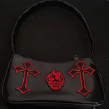 Weiyinxing Gothic Y2k Handbag for Women Black Cross Skull Lipstick Purse Pu Leather High Quality Zipper Trend Female Underarm Bag