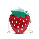 Weiyinxing Women Shoulder Bag Strawberry Shape Designer Bag New Fashion Pu Leather Chain Crossbody Bag Girls Cute Fruit Purses and Handbag