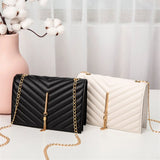 Weiyinxing Women Pu Leather Trend Lingge Crossbody Bag Fashion V Pattern Lattice Small Shoulder Bag White Black Travel Crossbody Bags