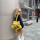 Weiyinxing Sweet Cool Star Y2k Backpack Women Harajuku Pu Leather Chic Backpacks Schoolbag Female Vintage Yellow Mochila Aesthetic