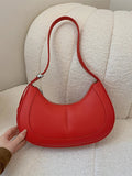 Weiyinxing Red Women Single Shoulder Bag Korean Casual PU Leather Zip Small Handbags Female Classic Solid Color Underarm Bag