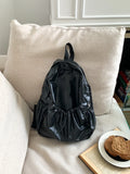 Weiyinxing 2024 Silver Big Drawstring Back Pack PU Leather Korean Fashion Backpack for Women School Bags for Teenagers Girls